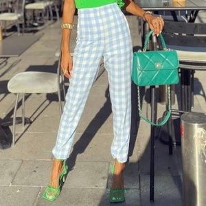 Zara High-Rise Gingham Pants